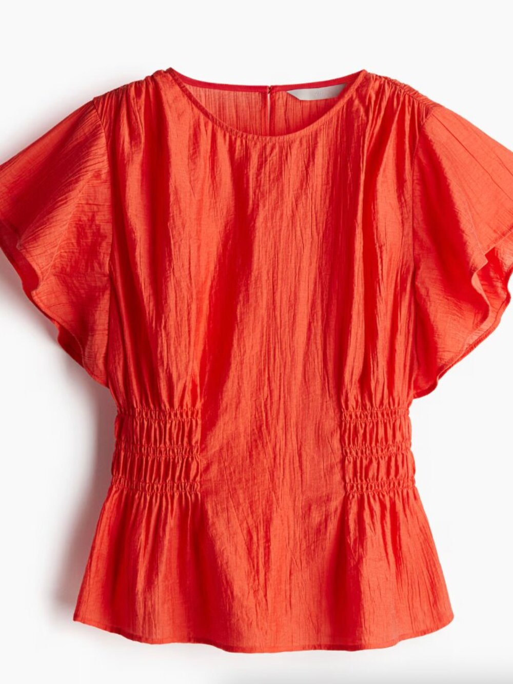 H&M Red-Orange Flutter Sleeve Blouse, Extra Small